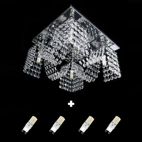 Kit Com 1 Lustre Cristal Legitimo Plafon Quadrado 30x30x15cm - Jp-Toyota-M4-30 + 4 Lâmpadas G9 Branco Quente 110v - Hunter Menor preço em Kit Com 1 Lustre Cristal Legitimo Plafon Quadrado 30x30x15cm - Jp-Toyota-M4-30 + 4 Lâmpadas G9 Branco Quente 110v - Hunter