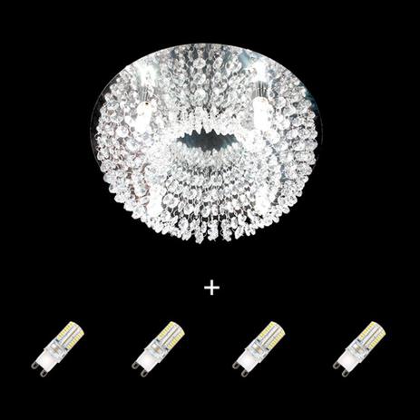 KIT com 1 Lustre de Cristal Original Viena Redondo Ø30cm com Base Inox Viena-30 + 4 Lâmpadas G9 - Hunter Menor preço em KIT com 1 Lustre de Cristal Original Viena Redondo Ø30cm com Base Inox Viena-30 + 4 Lâmpadas G9 - Hunter
