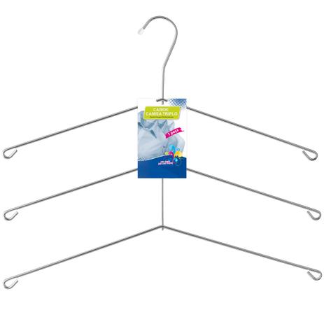 Kit Com 10 Cabides Cabide Cromado Triplo Para Camisas Roupas - Zanline Menor preço em Kit Com 10 Cabides Cabide Cromado Triplo Para Camisas Roupas - Zanline