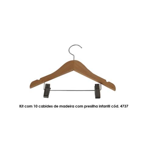 Kit com 10 cabides de madeira com presilha infantil Cód. 4737 - Diego fiocco mariano Menor preço em Kit com 10 cabides de madeira com presilha infantil Cód. 4737 - Diego fiocco mariano