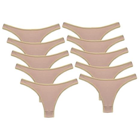 CALCINHA FIO DENTAL BEGE LISTRAS M