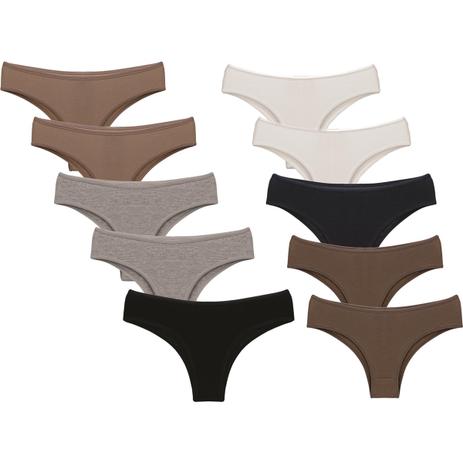 Kit com 10 Calcinhas Modelo Americana - Mel Menor preço em Kit com 10 Calcinhas Modelo Americana - Mel
