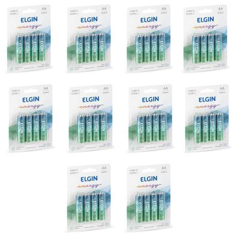 Kit com 10 cartelas de pilhas aa alcalina c/4 82153 - Elgin Menor preço em Kit com 10 cartelas de pilhas aa alcalina c/4 82153 - Elgin