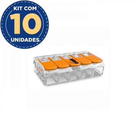 Kit Com 10 Conector De Emenda 5 Polos 0,08A 4,0mm 32a 221-415 Wago Menor preço em Kit Com 10 Conector De Emenda 5 Polos 0,08A 4,0mm 32a 221-415 Wago