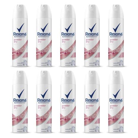 Kit com 10 Desodorantes Rexona Powder Aerossol 150ml Menor preço em Kit com 10 Desodorantes Rexona Powder Aerossol 150ml