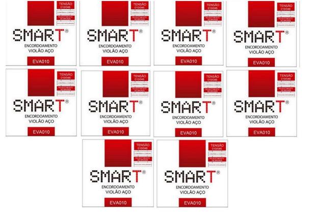 Kit com 10 Encordoamentos Para Violão Aço Smart 0.10 Menor preço em Kit com 10 Encordoamentos Para Violão Aço Smart 0.10