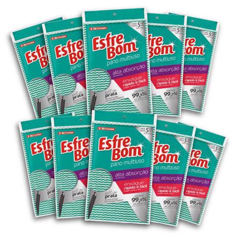 Kit com 10 Esfrebom Pano Multiuso Almof Verde - Bettanin Menor preço em Kit com 10 Esfrebom Pano Multiuso Almof Verde - Bettanin
