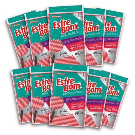 Kit com 10 Esfrebom Pano Multiuso Almof Vermelha - Bettanin Menor preço em Kit com 10 Esfrebom Pano Multiuso Almof Vermelha - Bettanin