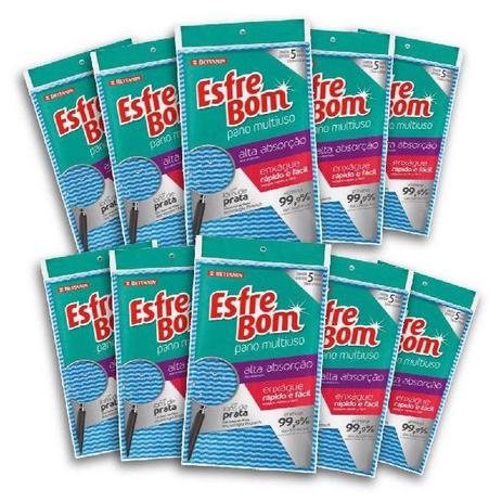 Kit com 10 Esfrebom Pano Multiuso AZUL Bettanin Menor preço em Kit com 10 Esfrebom Pano Multiuso AZUL Bettanin