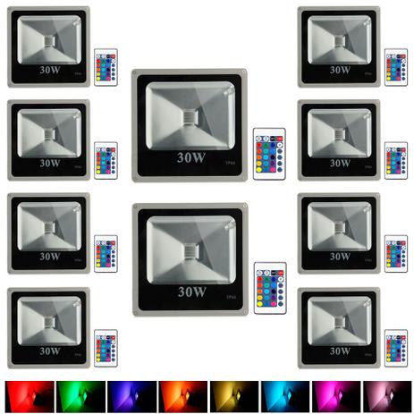 Kit Com 10 Pecas - Holofote Refletor Super Led 30w Rgb - A Prova Dagua Controle Remoto - Powerxl Menor preço em Kit Com 10 Pecas - Holofote Refletor Super Led 30w Rgb - A Prova Dagua Controle Remoto - Powerxl