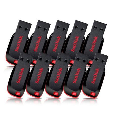 Kit com 10 Pen Drive 16GB Sandisk Menor preço em Kit com 10 Pen Drive 16GB Sandisk