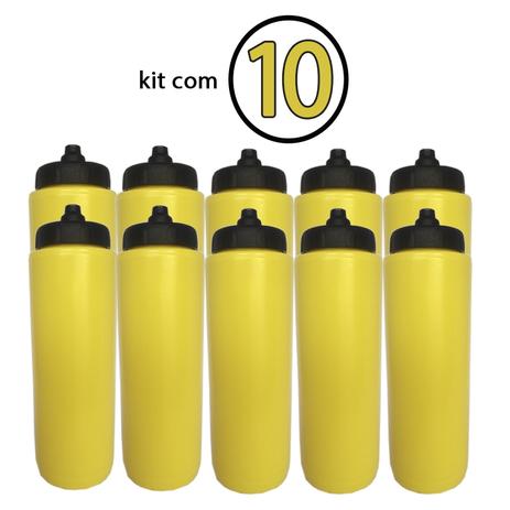 Kit com 10 Squeeze Aut Tipo Gatorade 1lt Rythmoon s/logo amarelo/preto Menor preço em Kit com 10 Squeeze Aut Tipo Gatorade 1lt Rythmoon s/logo amarelo/preto