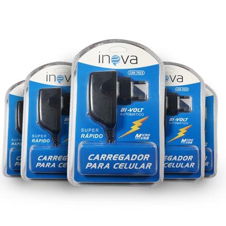 Kit com 10 und Carregador de Celular V8 2.1A Carregamento Rápido CAR7023 Inova Menor preço em Kit com 10 und Carregador de Celular V8 2.1A Carregamento Rápido CAR7023 Inova