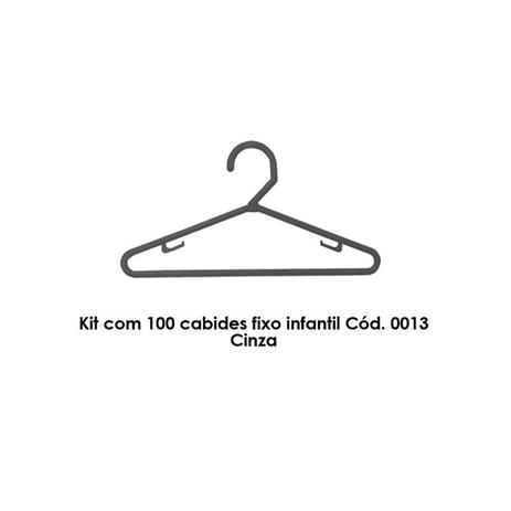 Kit com 100 cabides fixo infantil Cód. 0013 Cinza - Bell plastic Menor preço em Kit com 100 cabides fixo infantil Cód. 0013 Cinza - Bell plastic