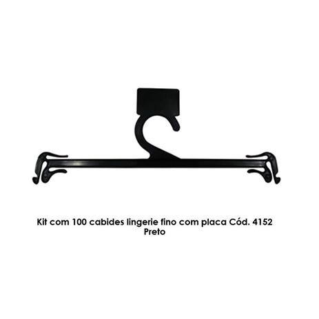 Kit com 100 cabides lingerie fino com placa Cód. 4152 Preto - Bell plastic Menor preço em Kit com 100 cabides lingerie fino com placa Cód. 4152 Preto - Bell plastic
