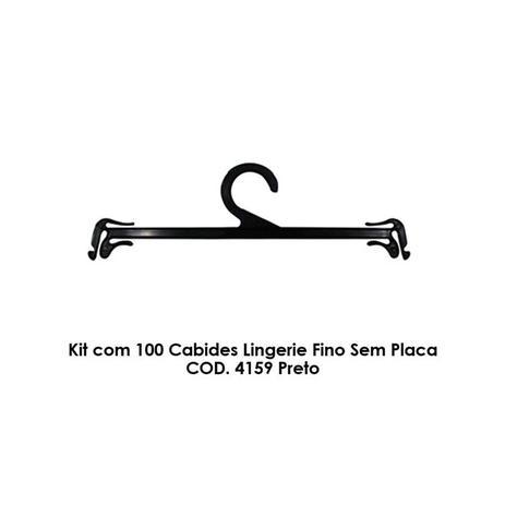 Kit com 100 Cabides Lingerie Fino Sem Placa COD. 4159 Preto - Bell plastic Menor preço em Kit com 100 Cabides Lingerie Fino Sem Placa COD. 4159 Preto - Bell plastic