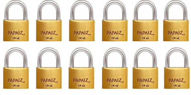 Kit com 12 Cadeados Papaiz 40mm Mesmo Segredo Menor preço em Kit com 12 Cadeados Papaiz 40mm Mesmo Segredo