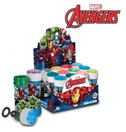 Kit com 12 frascos de bolhas de sabão avengers / vingadores 60 ml cada - Brasilflex Menor preço em Kit com 12 frascos de bolhas de sabão avengers / vingadores 60 ml cada - Brasilflex