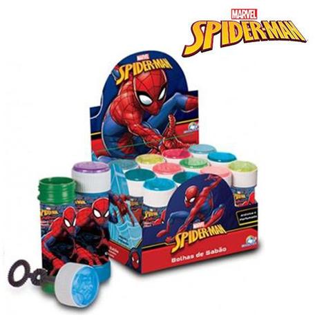 Menor preço em Kit com 12 frascos de bolhas de sabão spider-man 60 ml cada - Brasilflex