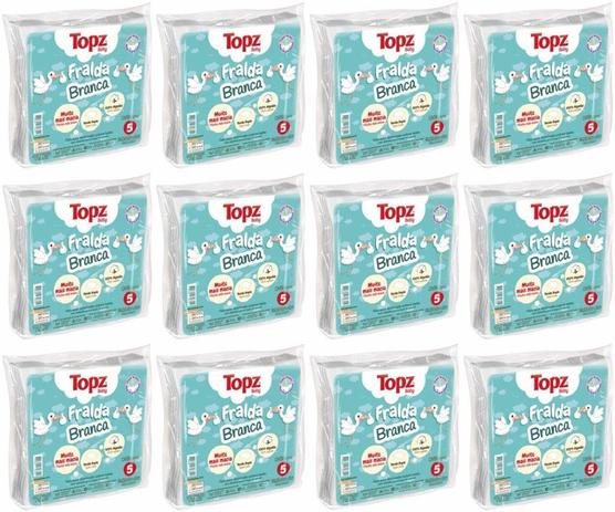 Kit Com 12 Pacotes de Fralda De Pano Cremer Topz Baby Basica Branca - 65x65cm Menor preço em Kit Com 12 Pacotes de Fralda De Pano Cremer Topz Baby Basica Branca - 65x65cm