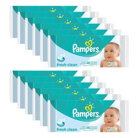 Kit com 12 Toalhinhas Umedecidas Pampers Regular c/ 48 Menor preço em Kit com 12 Toalhinhas Umedecidas Pampers Regular c/ 48