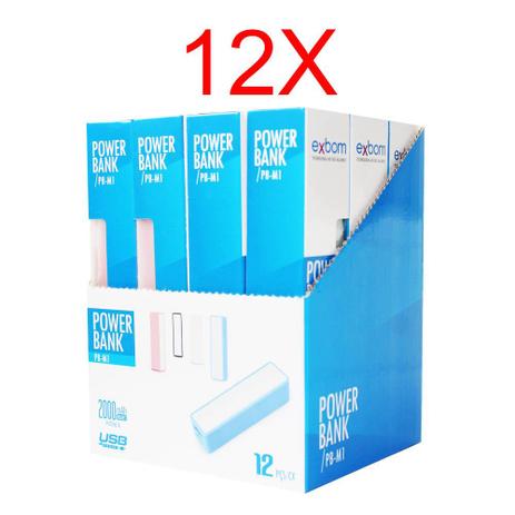 Kit com 12 unidades Power bank portatil 2000mAh - PB-M1-002519 - Exbom Menor preço em Kit com 12 unidades Power bank portatil 2000mAh - PB-M1-002519 - Exbom