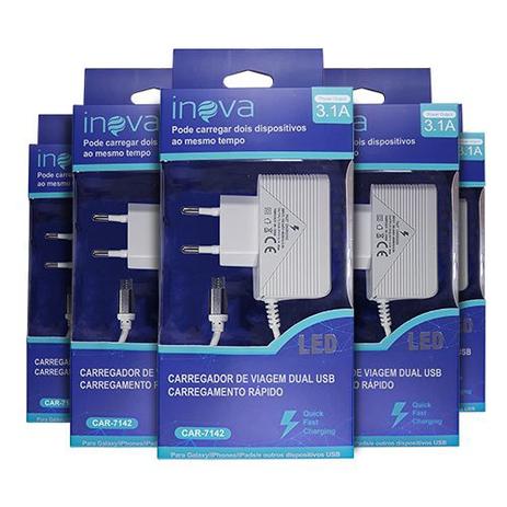 Kit com 14 und Carregador de Celular Turbo V8 3.1a 2 Saídas USB CAR7142 Inova Menor preço em Kit com 14 und Carregador de Celular Turbo V8 3.1a 2 Saídas USB CAR7142 Inova