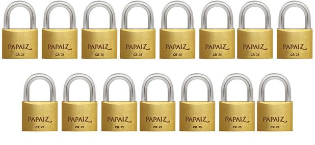 Kit com 15 Cadeados Papaiz 25mm Mesmo Segredo Menor preço em Kit com 15 Cadeados Papaiz 25mm Mesmo Segredo