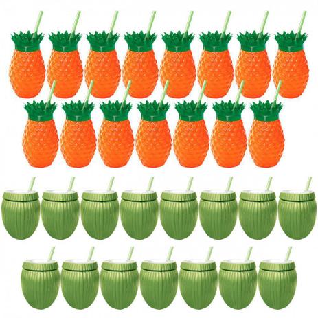 Kit com 15 Copos Coco Verde 850 Ml + 15 Copos Abacaxi 500 Ml Injentemp Injetemp Menor preço em Kit com 15 Copos Coco Verde 850 Ml + 15 Copos Abacaxi 500 Ml Injentemp Injetemp