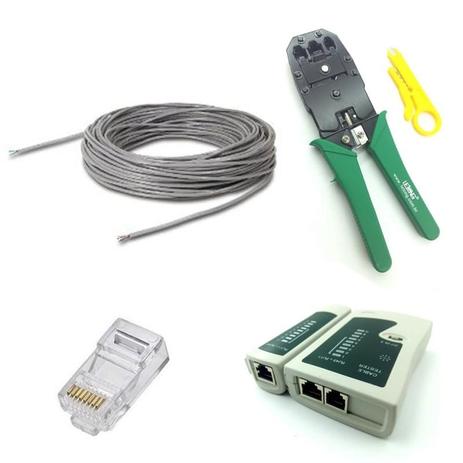 Kit com 15 Metros de cado rede Nexans + Alicate Crimpador + Testador + 10 Plugs RJ45 - Wincabos Menor preço em Kit com 15 Metros de cado rede Nexans + Alicate Crimpador + Testador + 10 Plugs RJ45 - Wincabos