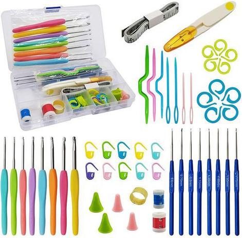 Kit Com 16 Agulhas De Crochê + Acessórios + Estojo - Lanmax Menor preço em Kit Com 16 Agulhas De Crochê + Acessórios + Estojo - Lanmax