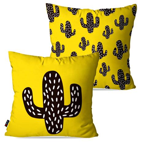 Kit com 2 Almofadas Decorativas Amarelo Cactos - Pump Up Menor preço em Kit com 2 Almofadas Decorativas Amarelo Cactos - Pump Up