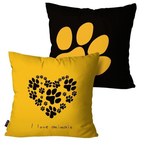 Kit com 2 Almofadas Decorativas Amarelo Love Patinhas - Pump up Menor preço em Kit com 2 Almofadas Decorativas Amarelo Love Patinhas - Pump up