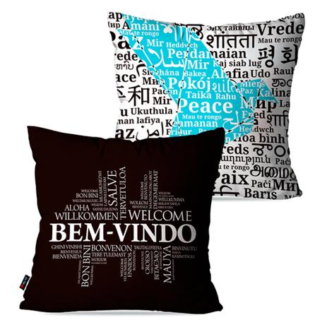 Menor preço em Kit com 2 Almofadas Decorativas Preto Bem-vindo Paz - Pump up