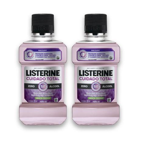 Kit com 2 Antissépticos Bucal LISTERINE Cuidado Total ZERO 250 ml Menor preço em Kit com 2 Antissépticos Bucal LISTERINE Cuidado Total ZERO 250 ml
