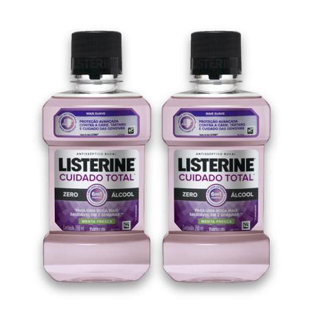 Kit com 2 Antissépticos Bucal LISTERINE Cuidado Total ZERO 250ml Menor preço em Kit com 2 Antissépticos Bucal LISTERINE Cuidado Total ZERO 250ml