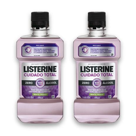 Kit com 2 Antissépticos Bucal LISTERINE Cuidado Total ZERO 500ml - Johnson's Menor preço em Kit com 2 Antissépticos Bucal LISTERINE Cuidado Total ZERO 500ml - Johnson's