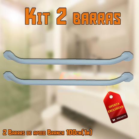 Kit com 2 Barra de Apoio Banheiro Reta 100cm(1M) Branco Soave Menor preço em Kit com 2 Barra de Apoio Banheiro Reta 100cm(1M) Branco Soave