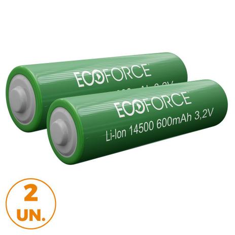 Kit com 2 - Bateria Lítio Recarregável 3,2v 600mah Luminária Solar Ecoforce Menor preço em Kit com 2 - Bateria Lítio Recarregável 3,2v 600mah Luminária Solar Ecoforce