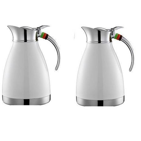 Kit com 2 Bules Termico AÇO INOX Lotus 1,0L Branca Termopro TP6535 Menor preço em Kit com 2 Bules Termico AÇO INOX Lotus 1,0L Branca Termopro TP6535