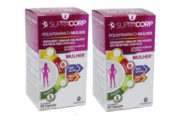 Kit com 2 caixas Polivitamínico com ácido fólico Supracorp Mulher - Catarinens Menor preço em Kit com 2 caixas Polivitamínico com ácido fólico Supracorp Mulher - Catarinens