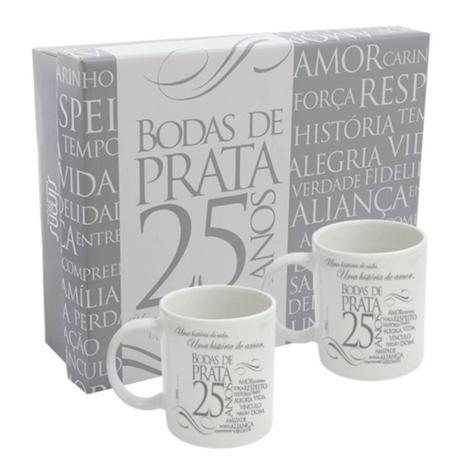 Kit com 2 Canecas Chocolate 300ml com Caixa Bodas de Prata - Simas - Simas presentes é boa?