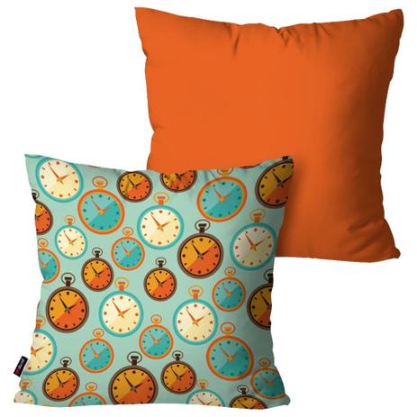 Kit com 2 Capas para Almofadas Decorativas Laranja Relógios - Pump up é boa?