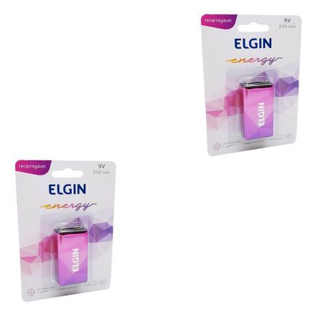 Kit com 2 cartelas de baterias recarregáveis 9v 250 mah 82215 elgin Menor preço em Kit com 2 cartelas de baterias recarregáveis 9v 250 mah 82215 elgin