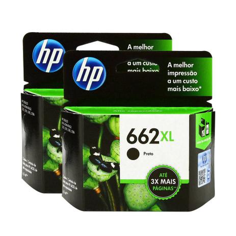 Kit Com 2 Cartuchos Hp 662xl Preto Menor preço em Kit Com 2 Cartuchos Hp 662xl Preto