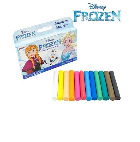 Kit com 2 cx massinha de modelar com 12 cores frozen 120 gr cada - Etipel Menor preço em Kit com 2 cx massinha de modelar com 12 cores frozen 120 gr cada - Etipel