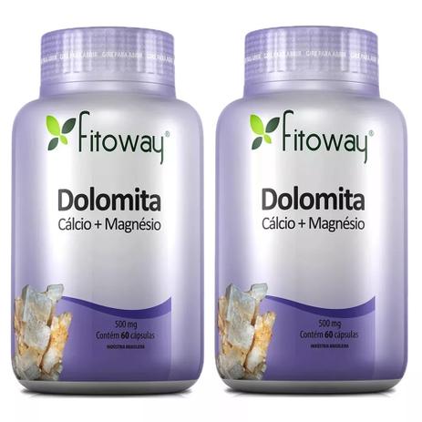 KIT COM 2 Dolomita Fitoway 500mg - 60 Cápsulas Menor preço em KIT COM 2 Dolomita Fitoway 500mg - 60 Cápsulas