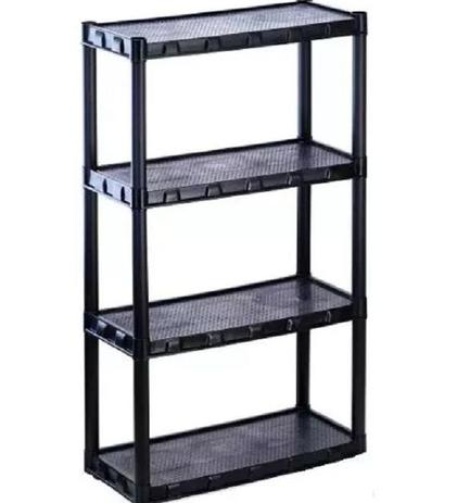 kit com 2 Estantes Plásticas Grandes Preta 4 Prateleiras - Agraplast Menor preço em kit com 2 Estantes Plásticas Grandes Preta 4 Prateleiras - Agraplast