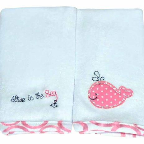 Kit com 2 fraldinhas de boca atoalhado Baleia Rosa - Classic for Baby Menor preço em Kit com 2 fraldinhas de boca atoalhado Baleia Rosa - Classic for Baby