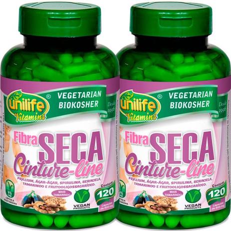 Kit com 2 Frascos de Fibra Seca Cinture-Line Unilife 120 capsulas 600mg Menor preço em Kit com 2 Frascos de Fibra Seca Cinture-Line Unilife 120 capsulas 600mg